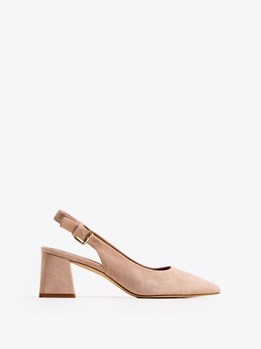 Pantofi escarpen din piele - Cafeniu - MOHITO