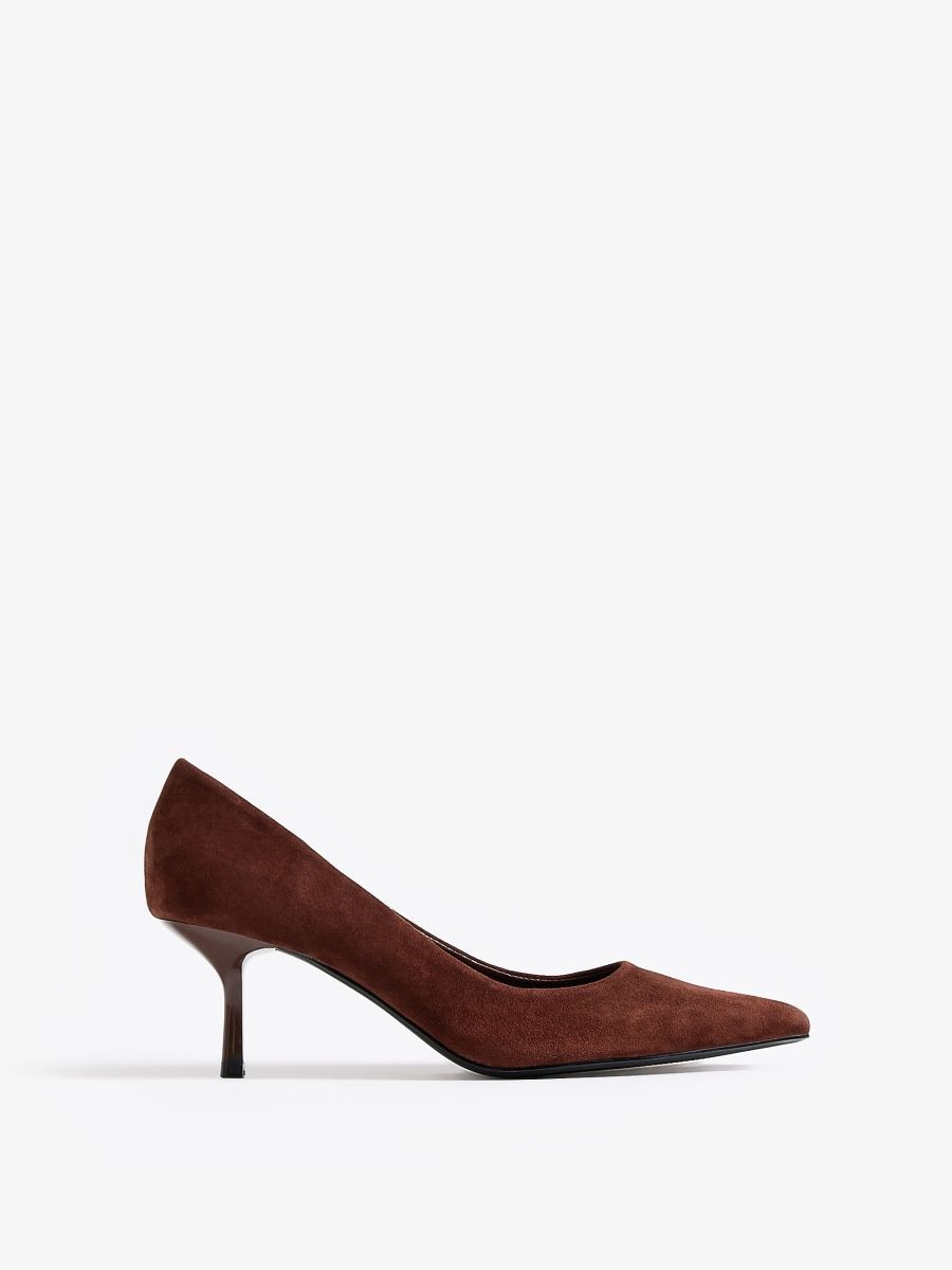 Skórzane czółenka - ciemnobrązowy - MOHITO