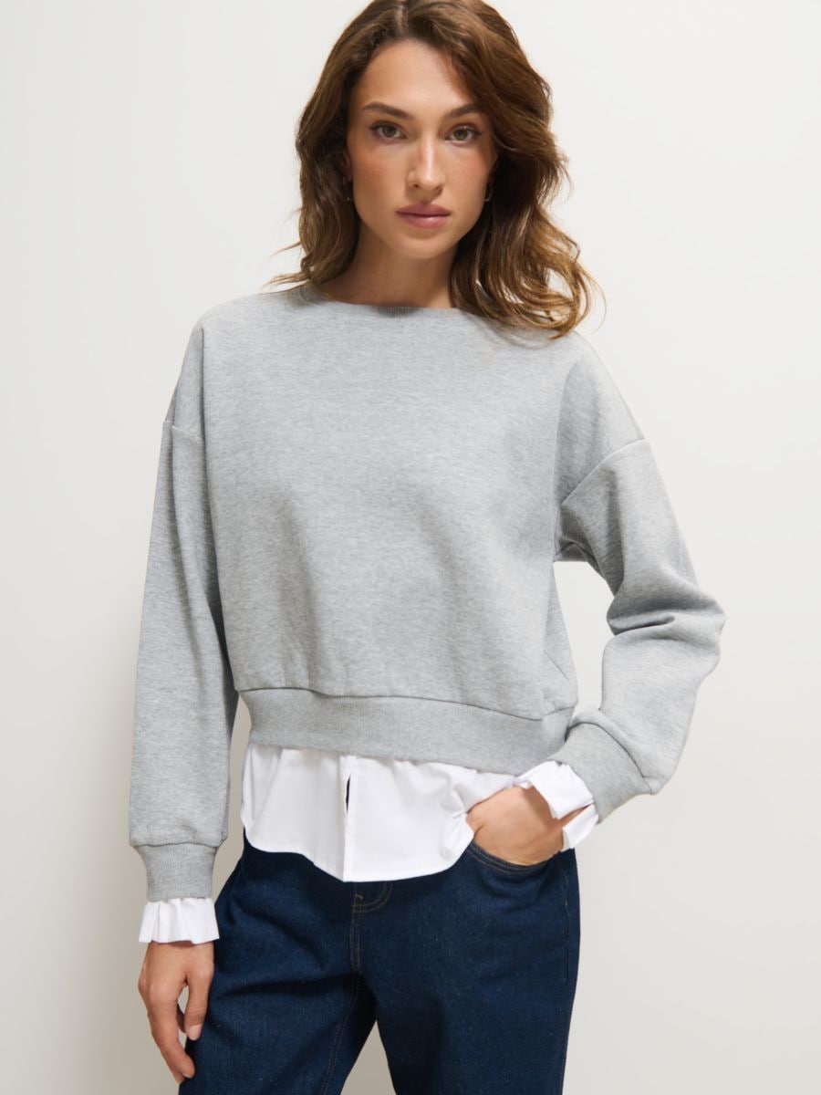 Bluza ze wstawką koszulową - szary - MOHITO