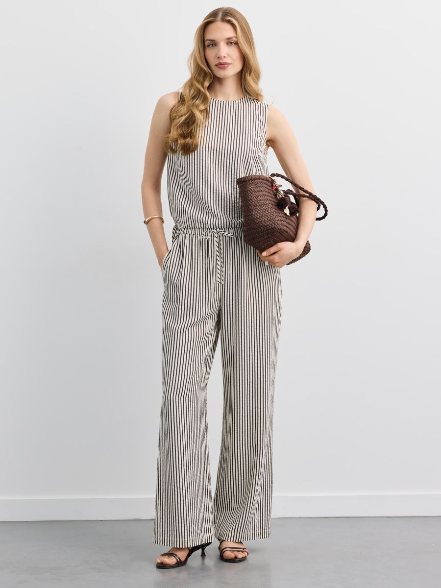 Bluzka w paski - ciemnobrązowy - MOHITO