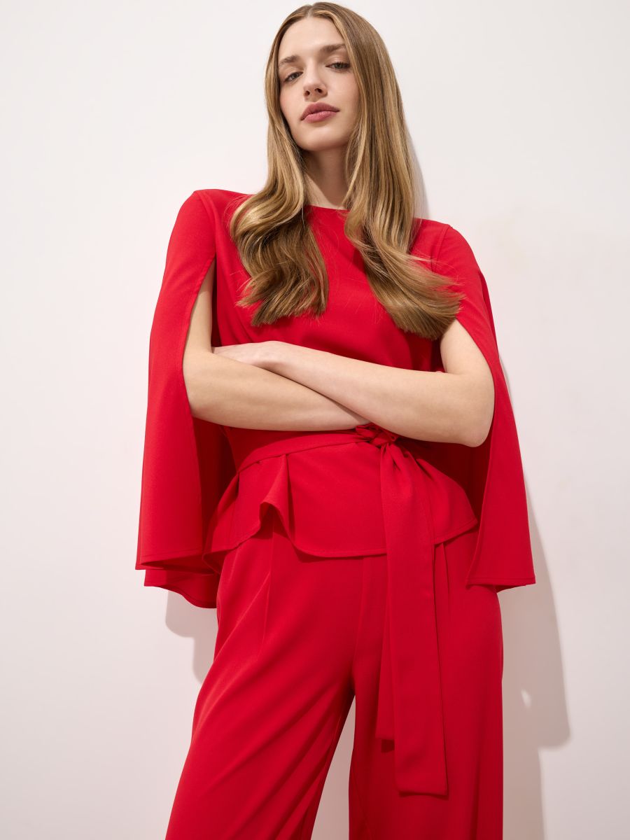 Bluzka z peleryną - czerwony - MOHITO