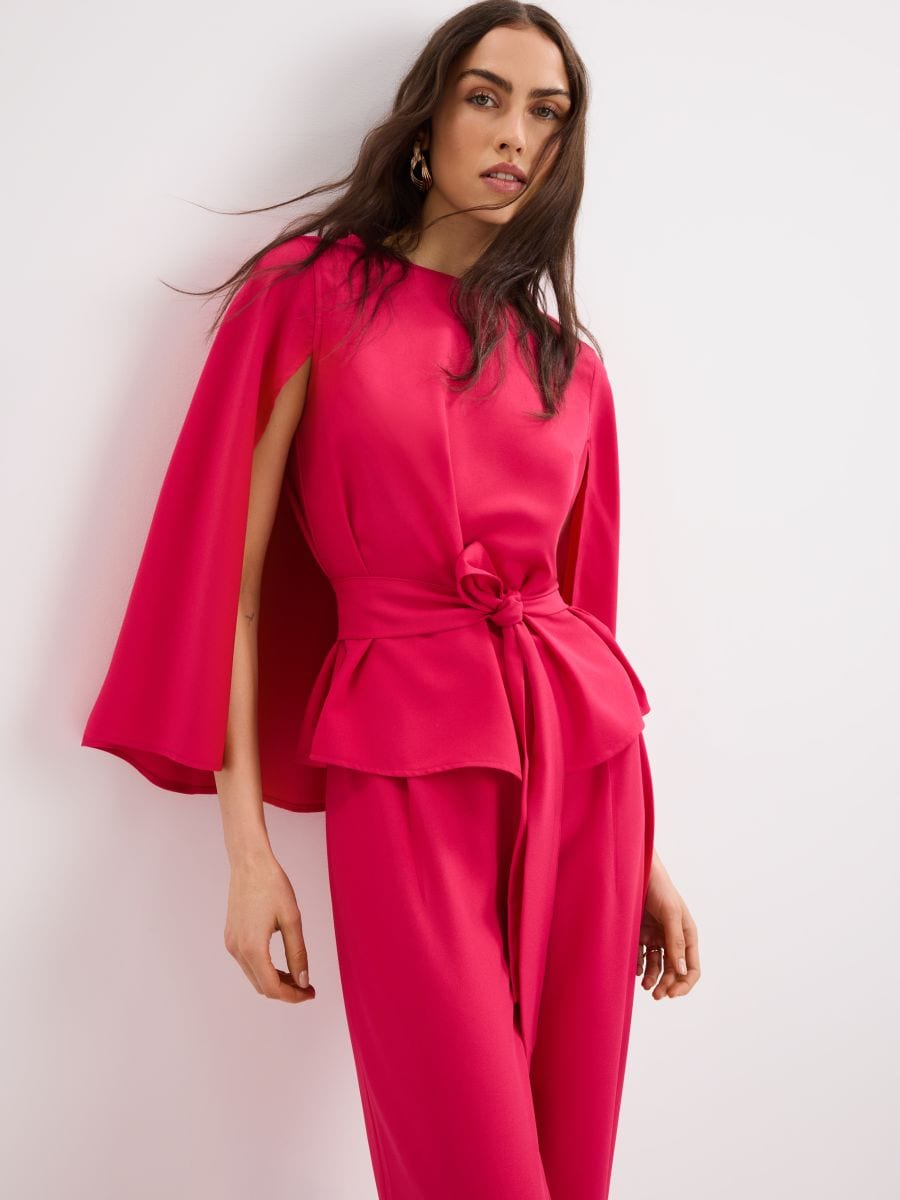 Różowa bluzka z peleryną Różowa bluzka z peleryną - fuksjowy - MOHITO