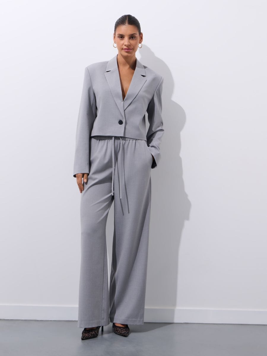 Szare spodnie wide leg - szary - MOHITO