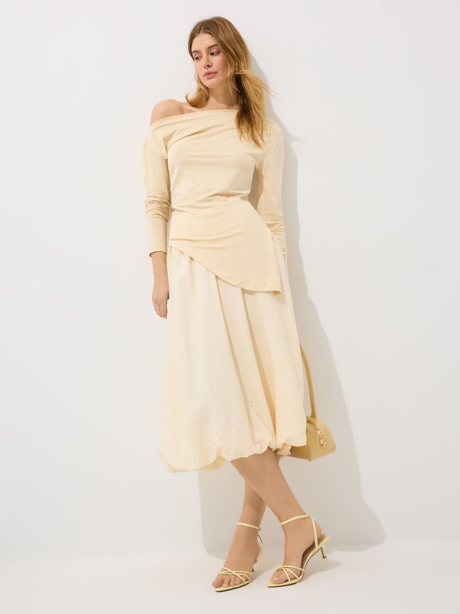 Spódnica midi z modalem - żółty - MOHITO