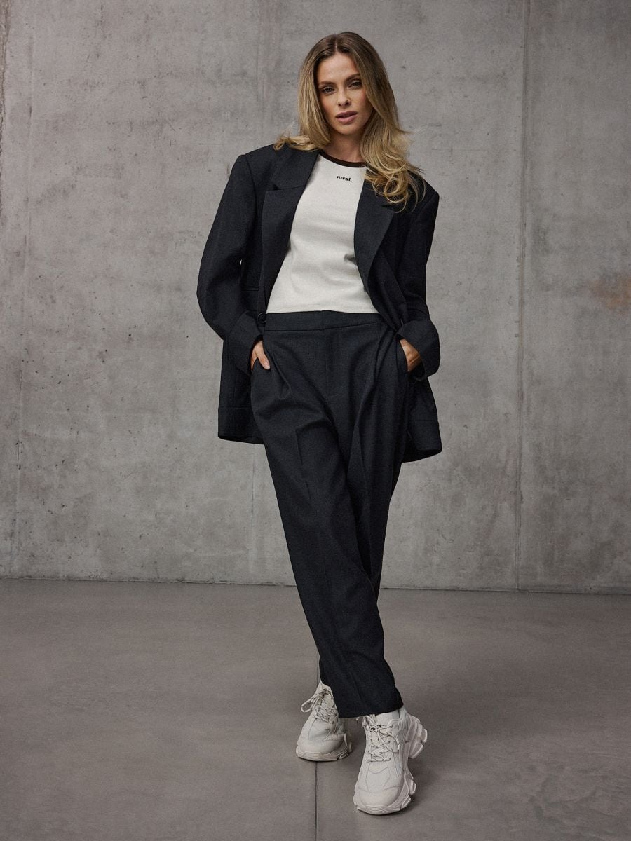 Spodnie z wysokim stanem - szary - MOHITO