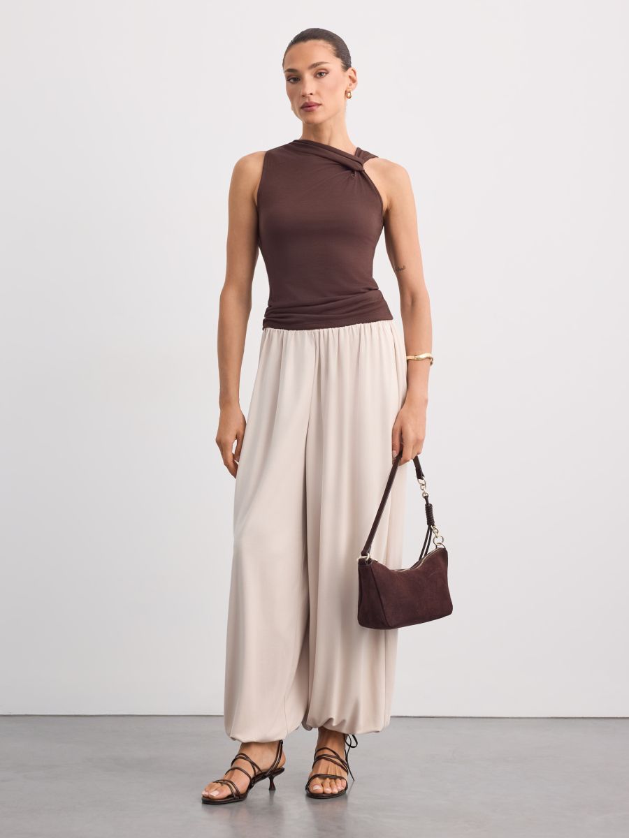 Pantaloni wide leg - Beige - MOHITO