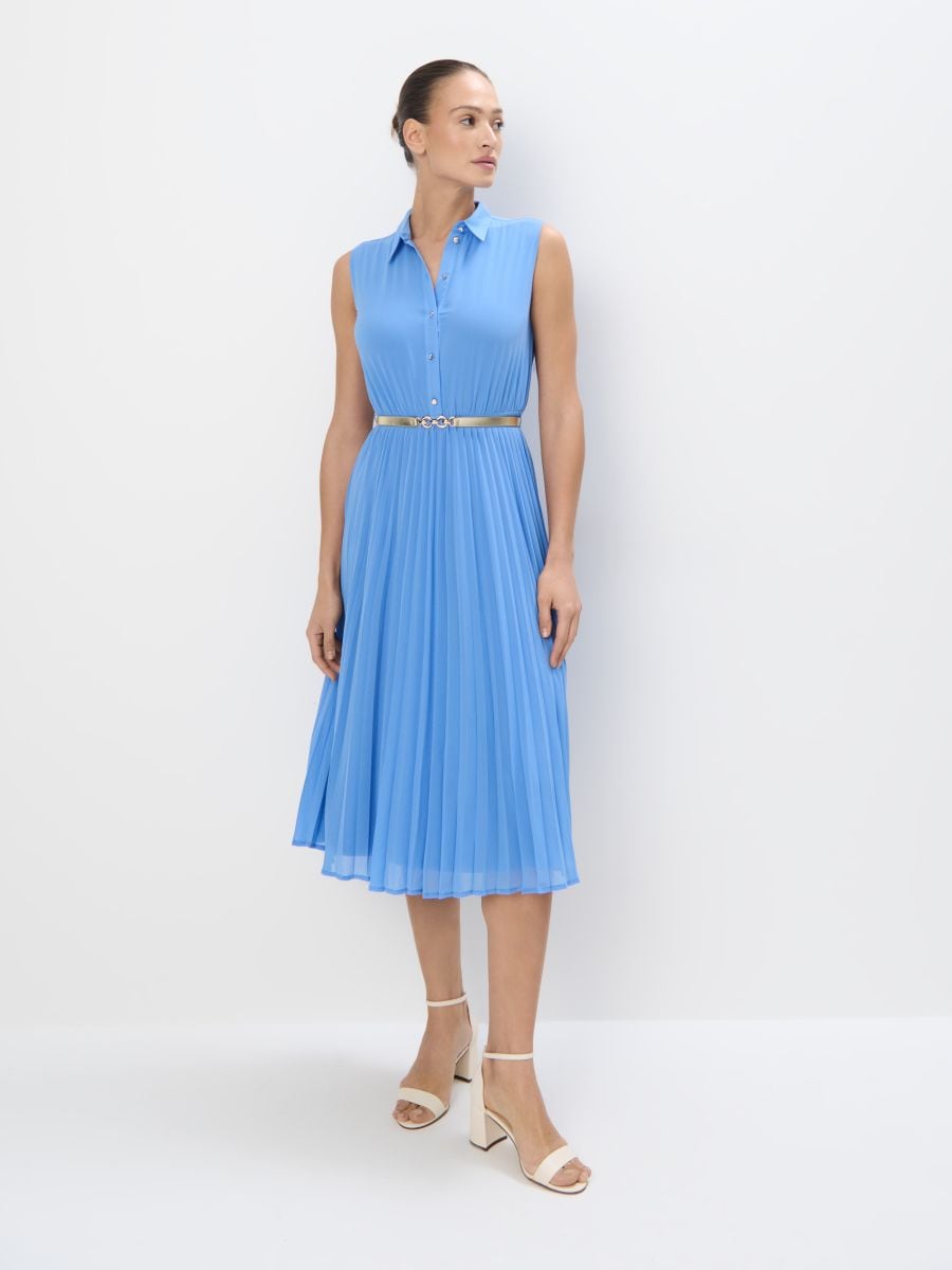 Rochie midi tip cămașă - Albastru - MOHITO