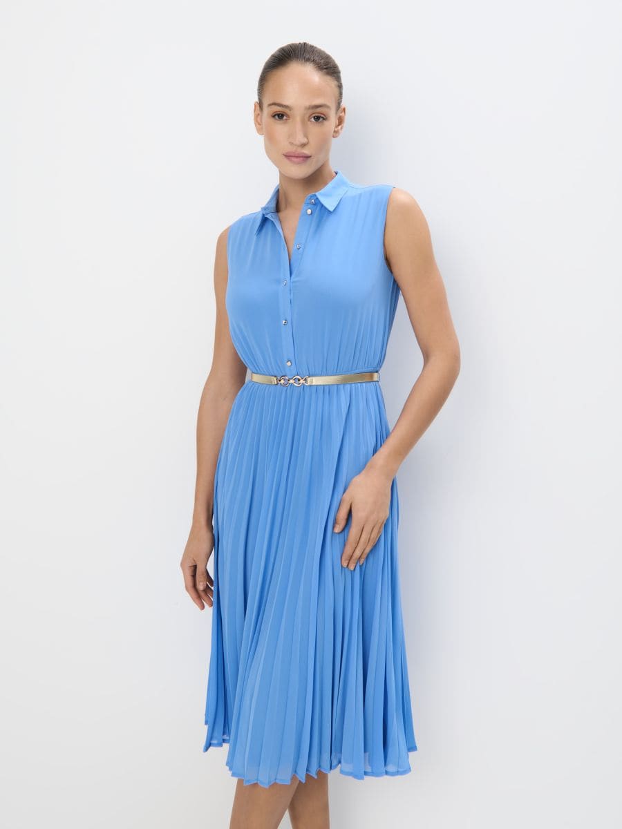 Rochie midi tip cămașă - Albastru - MOHITO