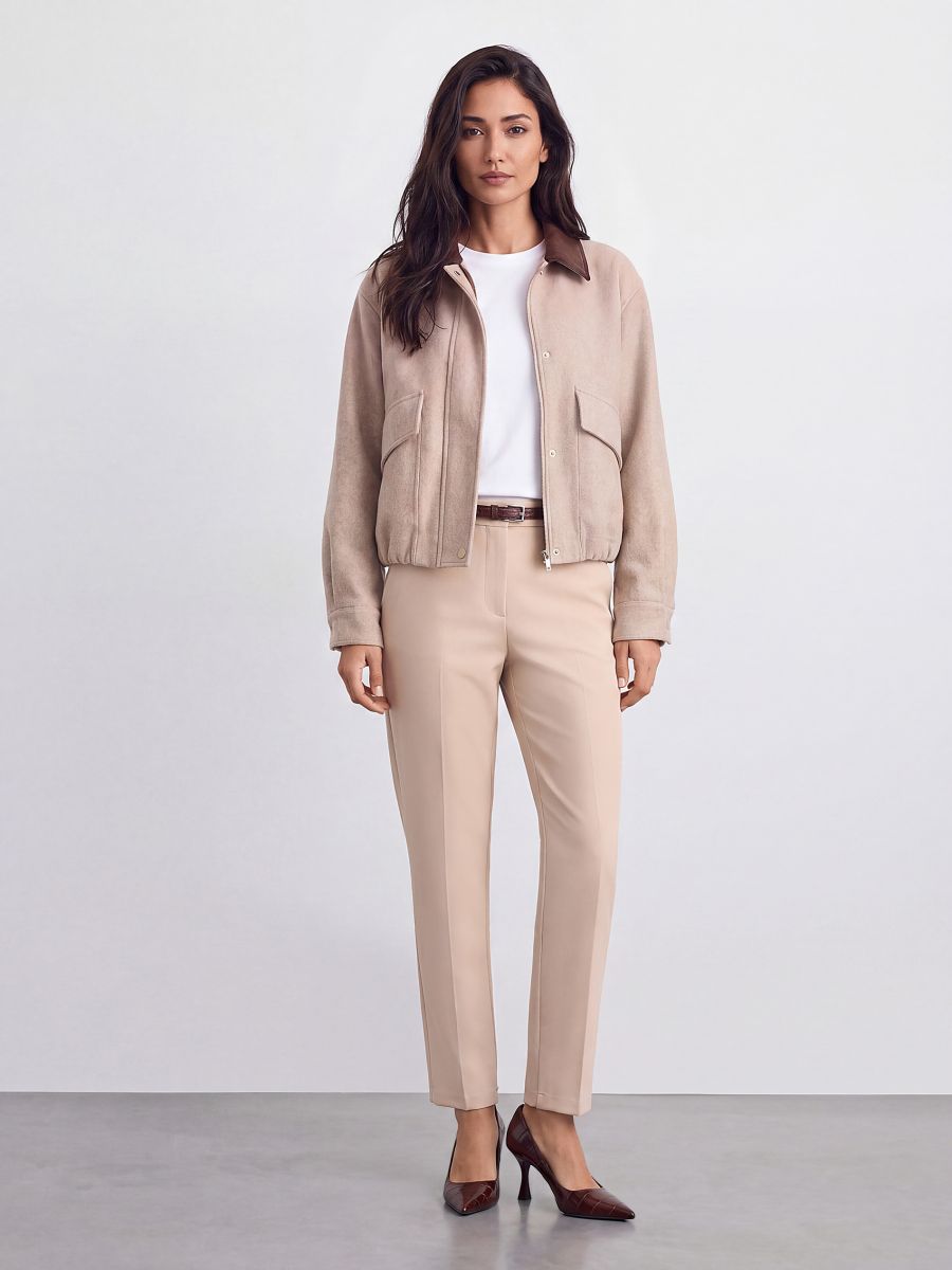 Pantaloni țigaretă cu curea - Beige - MOHITO