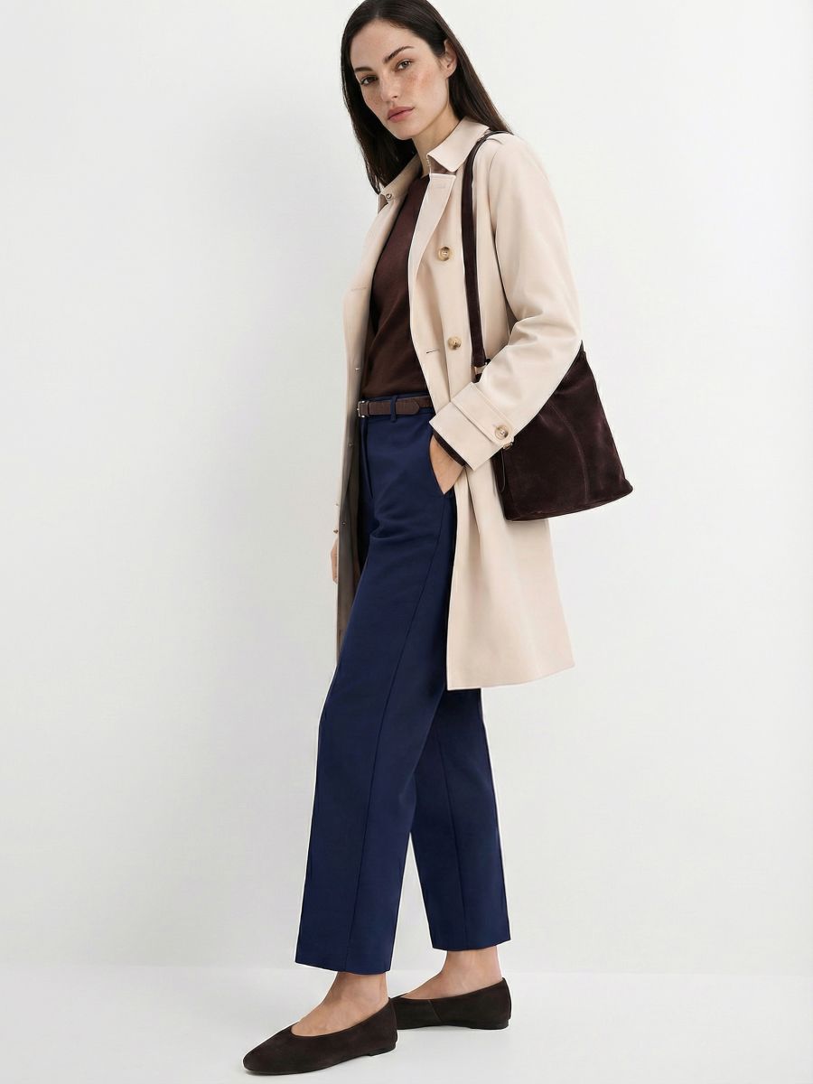 Granatowe spodnie cygaretki petite - granatowy - MOHITO