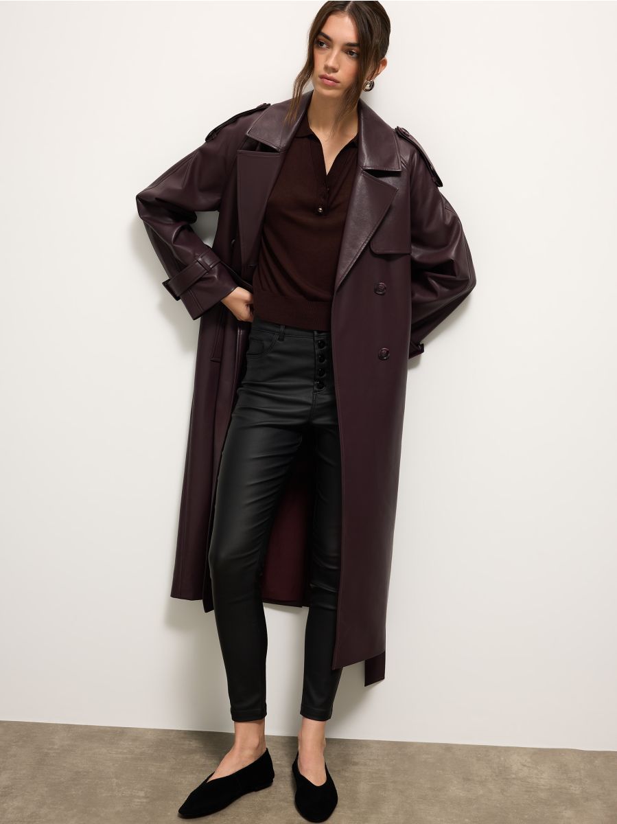 Woskowane spodnie - czarny - MOHITO