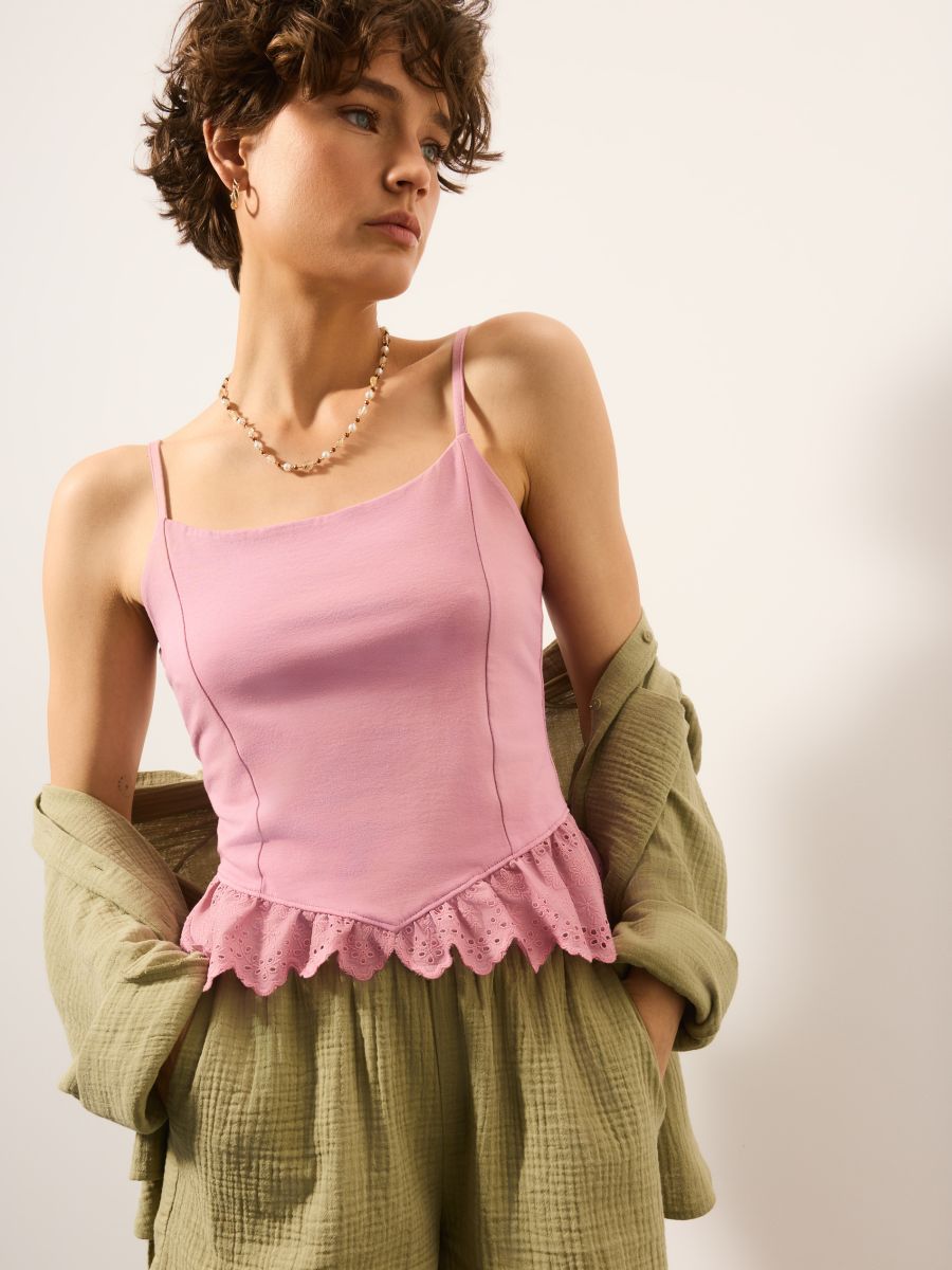 Top na ramiączkach Top na ramiączkach - różowy - MOHITO