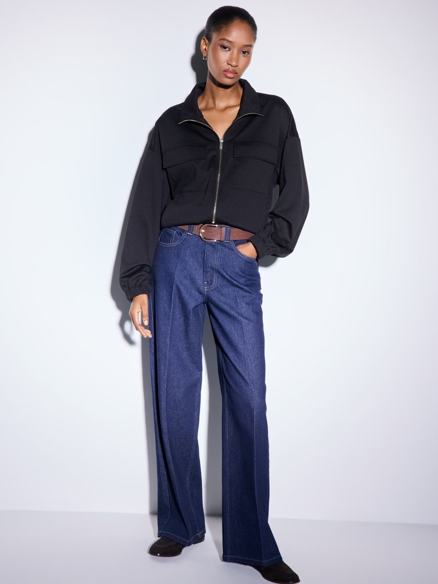 Hanorac cu fermoar - Negru - MOHITO