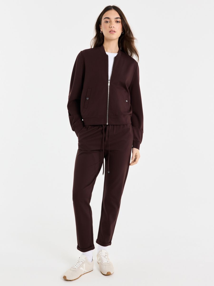 Rozpinana czekoladowa bluza - ciemnobrązowy - MOHITO