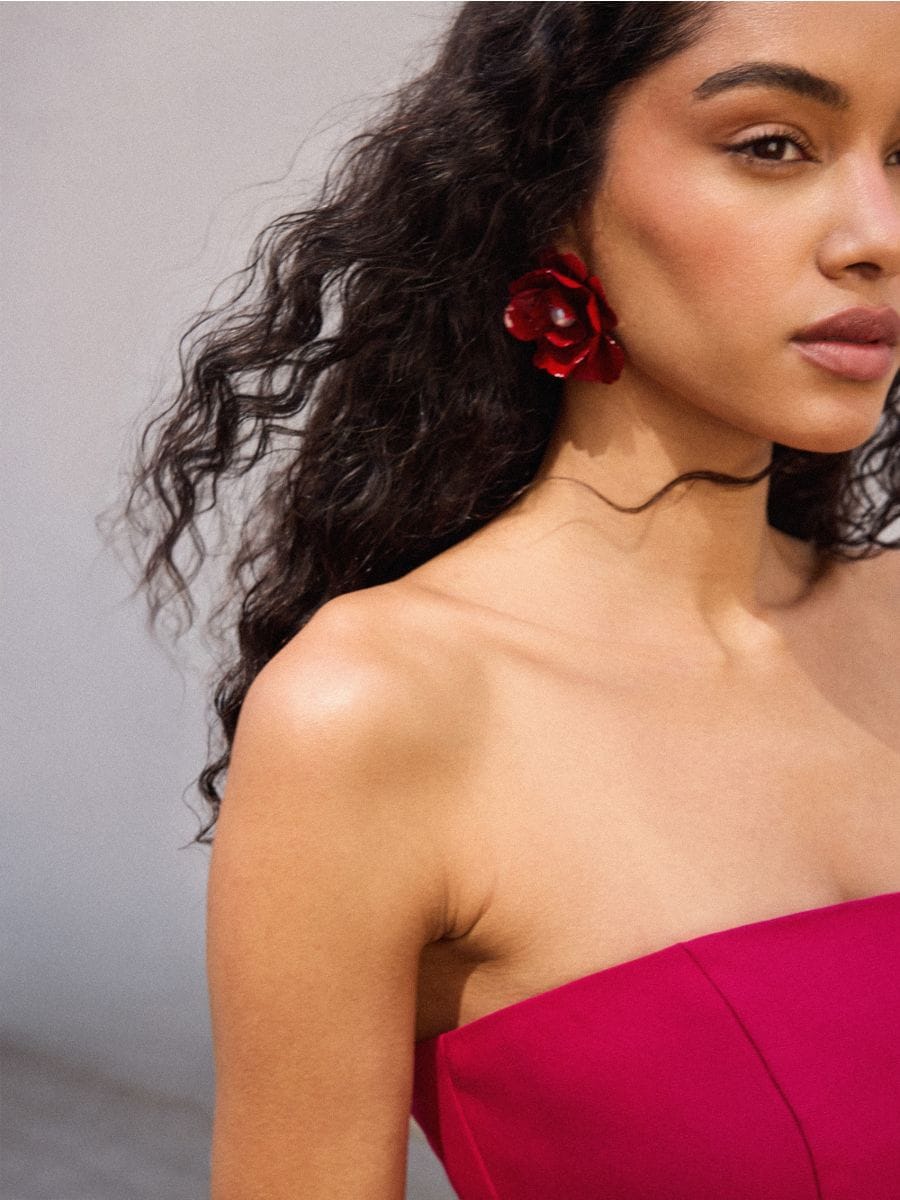 Kolczyki kwiaty - czerwony - MOHITO