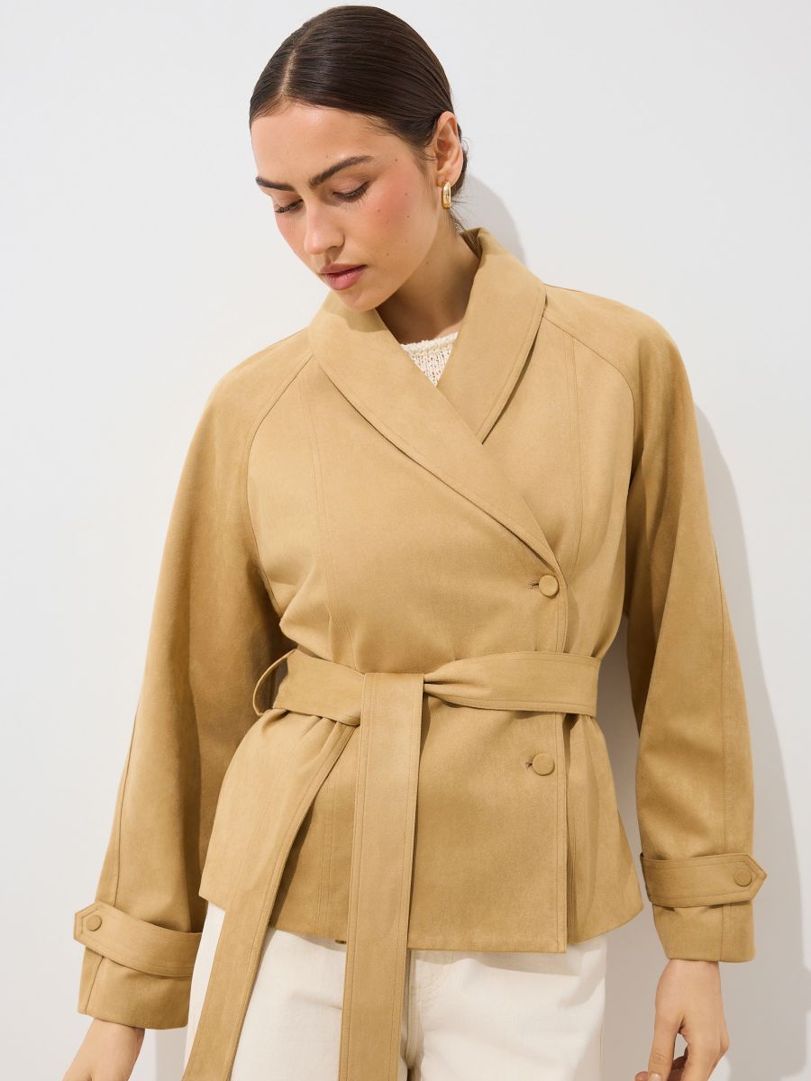 Krótki trencz - beżowy - MOHITO