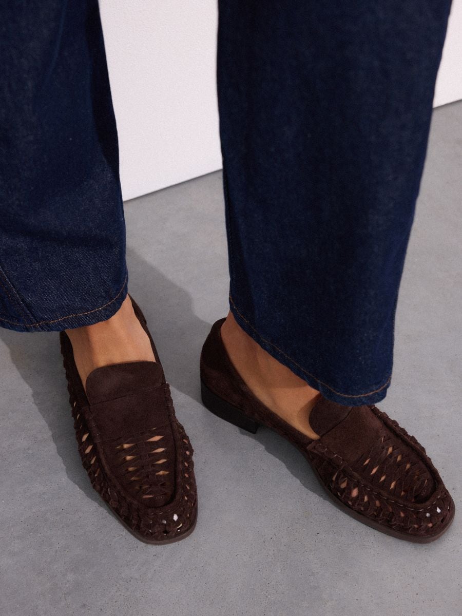 Skórzane loafersy Skórzane loafersy - ciemnobrązowy - MOHITO