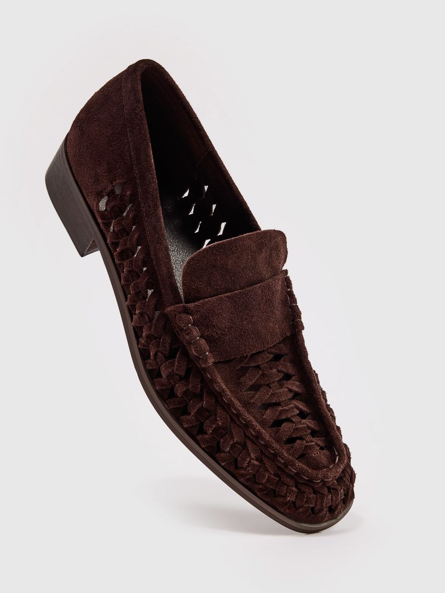 Skórzane loafersy Skórzane loafersy - ciemnobrązowy - MOHITO