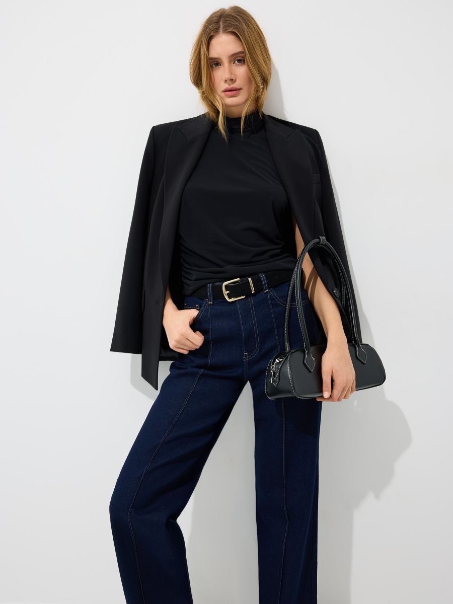 Jeansy wide leg - granatowy - MOHITO