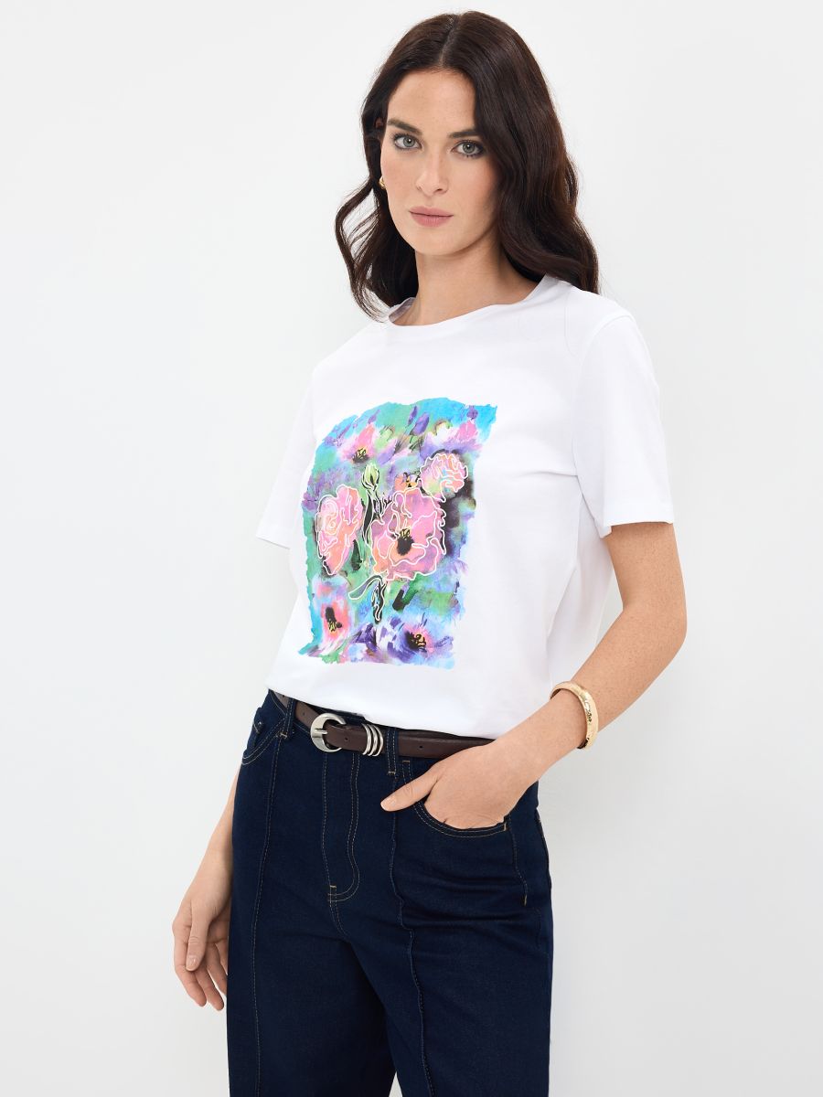 T-shirt z nadrukiem - biały - MOHITO