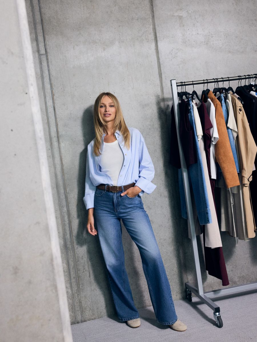 Jeansy wide leg - niebieski - MOHITO