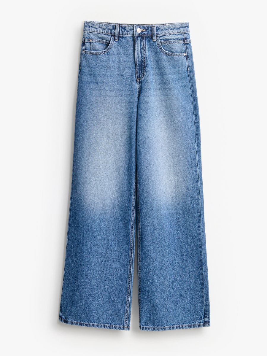 Blugi wide leg - Albastru - MOHITO