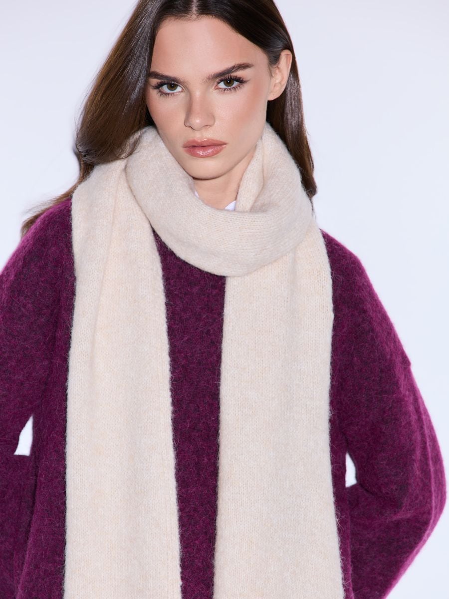 Fular cu adaos de lână de alpaca - Ivory - MOHITO