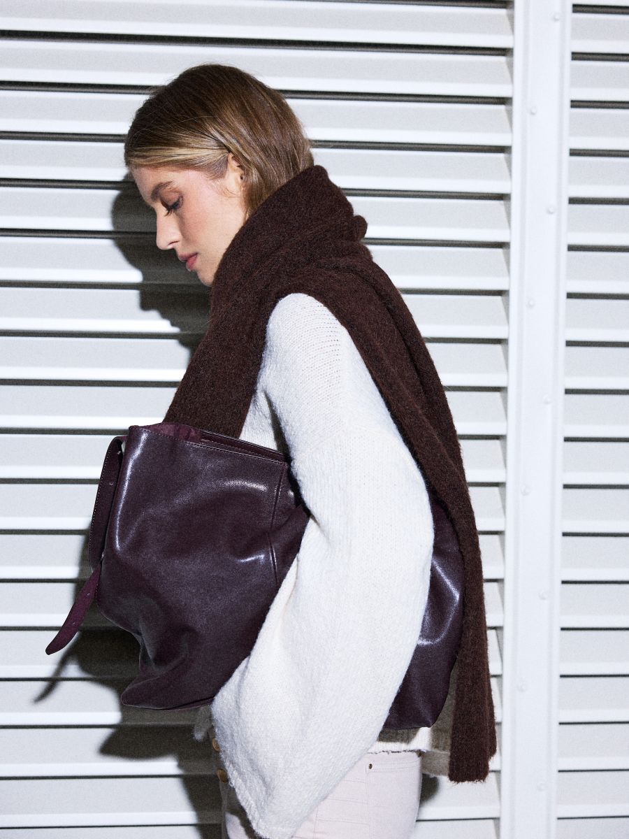 Szalik z wełną alpaki - brązowy - MOHITO