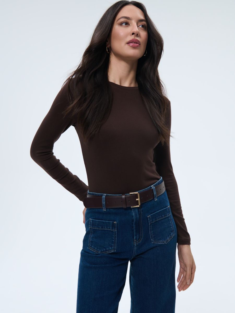 Brązowy longsleeve z dodatkiem wełny - brązowy - MOHITO