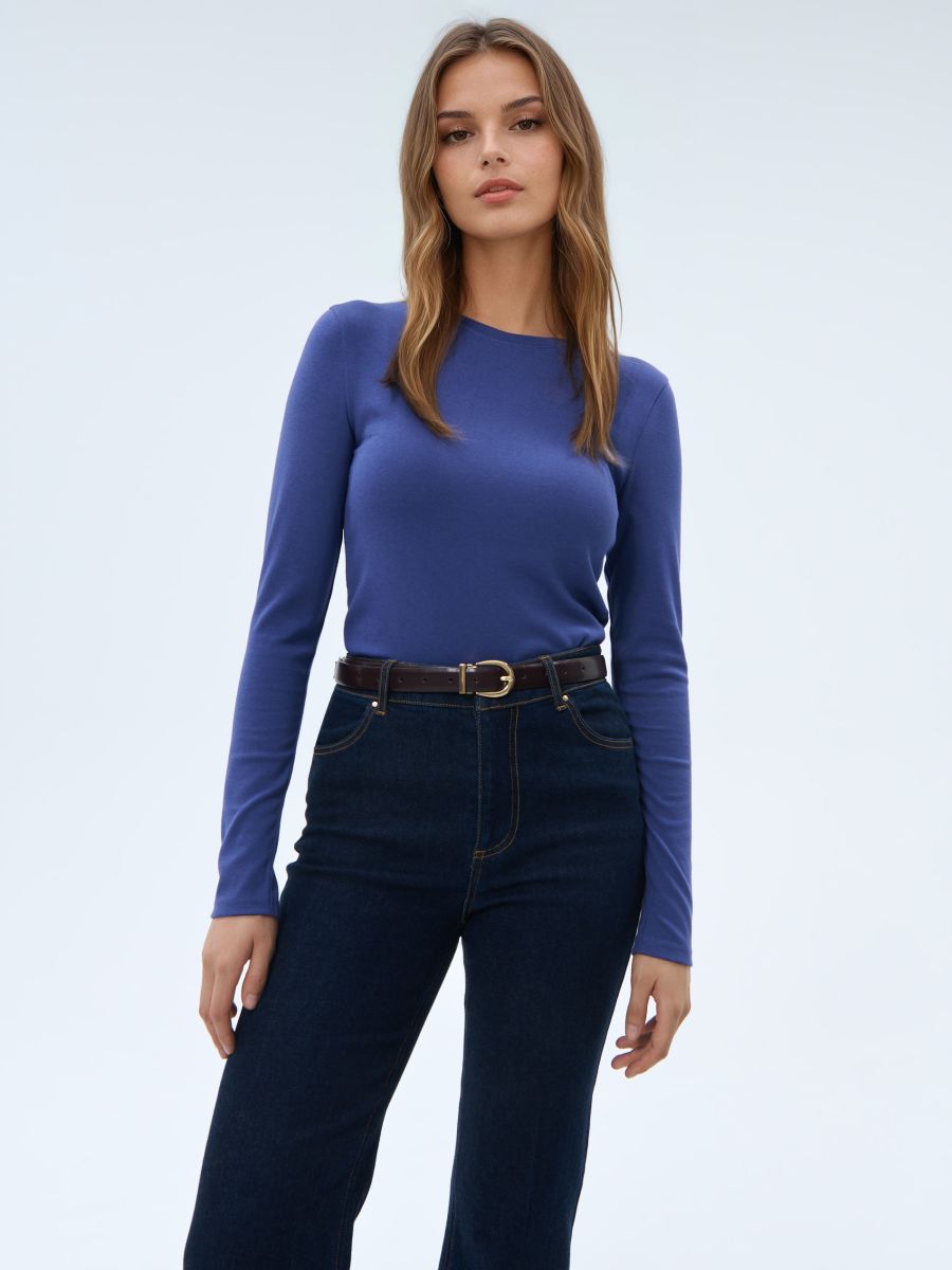 Bluzka basic z modalem Bluzka basic z modalem - niebieski - MOHITO