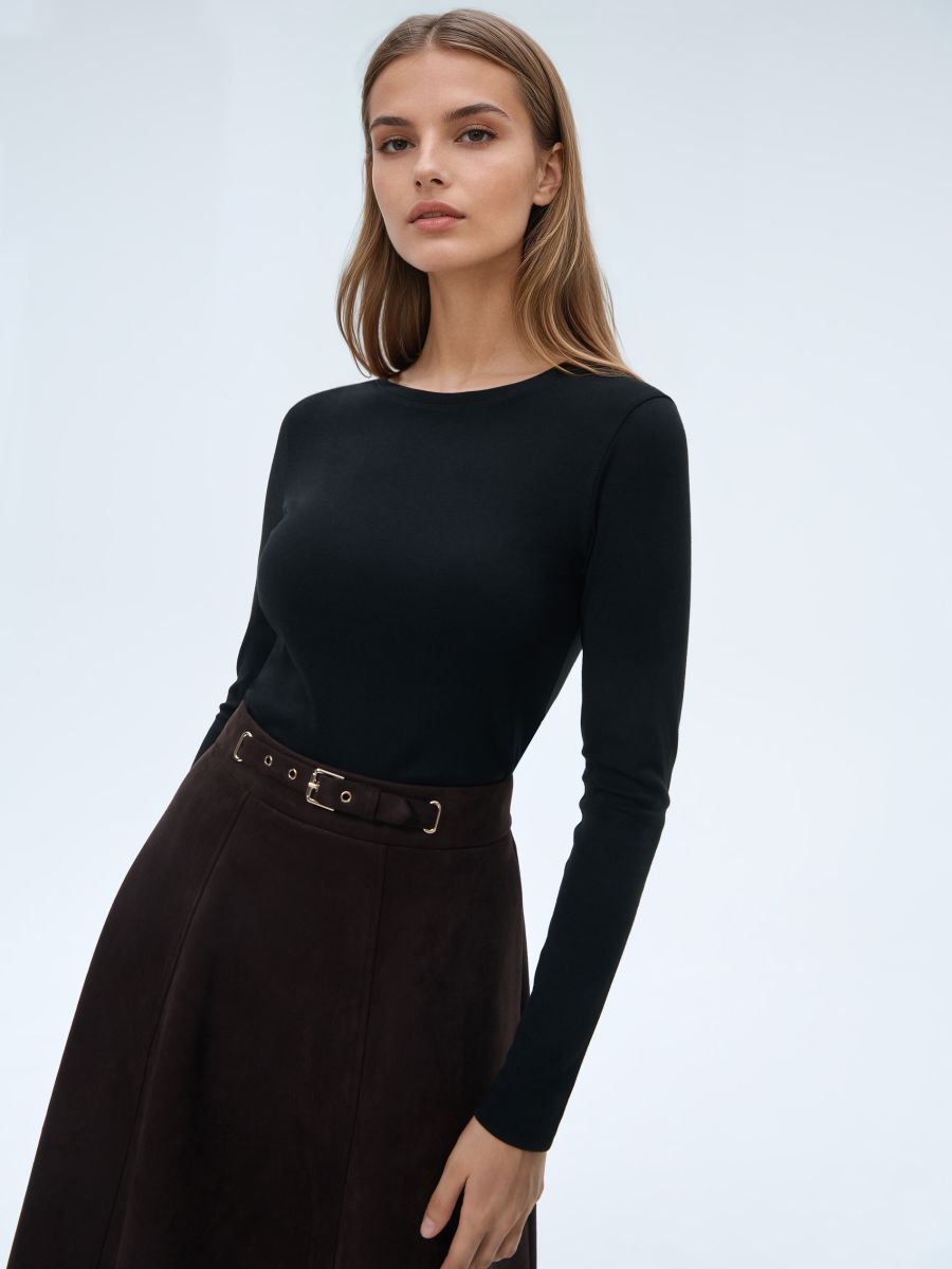 Czarna bluzka basic - czarny - MOHITO