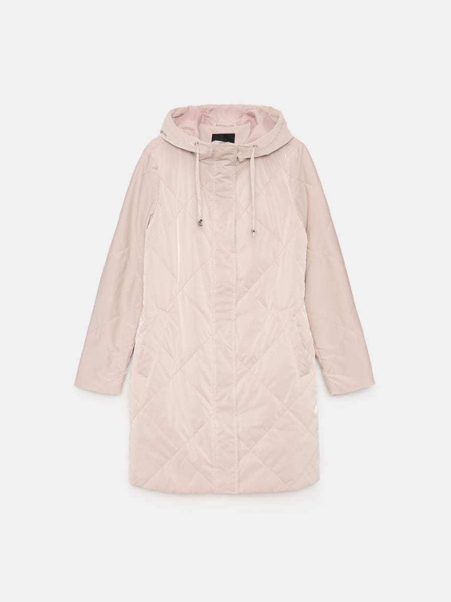 Pikowana kurtka parka - beżowy - MOHITO