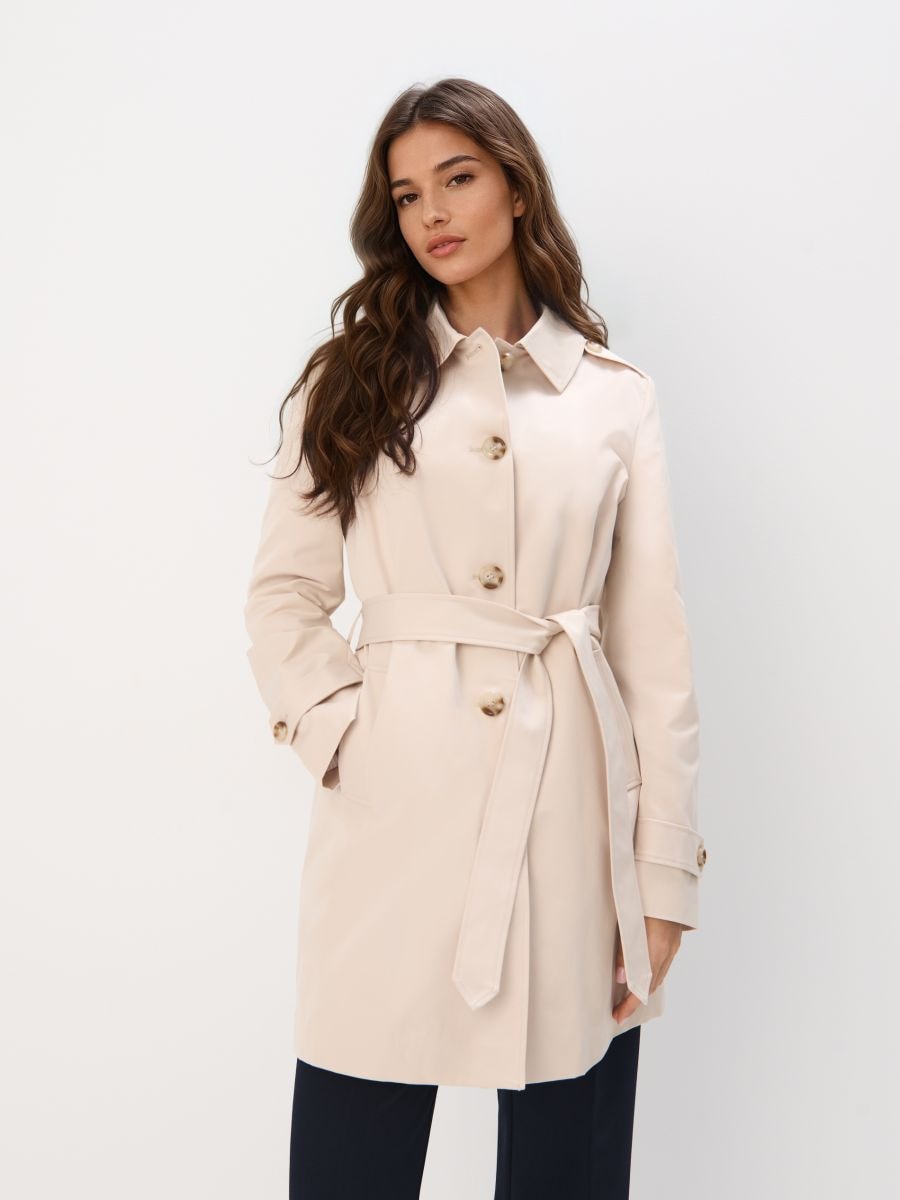 Beżowy tencz z wiązaniem w talii - beżowy - MOHITO