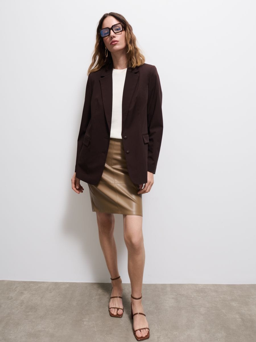 Ołówkowa beżowa spódnica mini Ołówkowa beżowa spódnica mini - beżowy - MOHITO