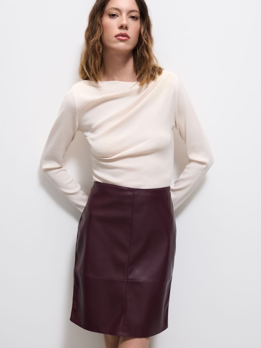 Ołówkowa spódnica mini - kasztanowy - MOHITO