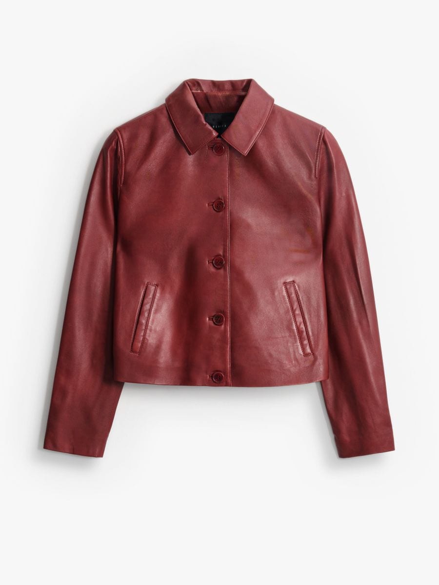 Kurtka skórzana - kasztanowy - MOHITO