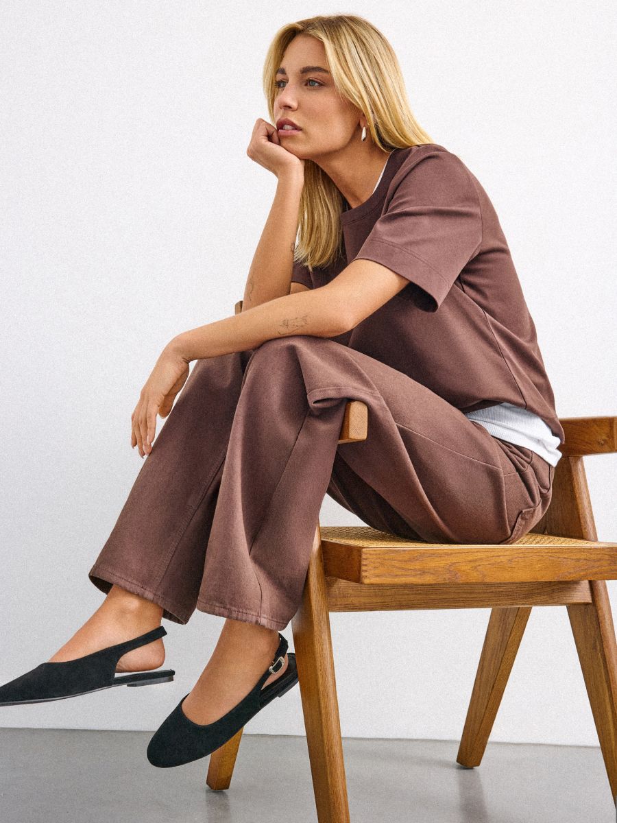 Skórzane baleriny - czarny - MOHITO