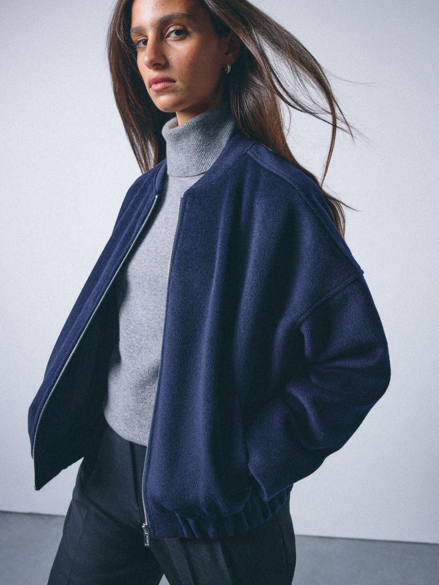 Kurtka bomberka z wełną - granatowy - MOHITO