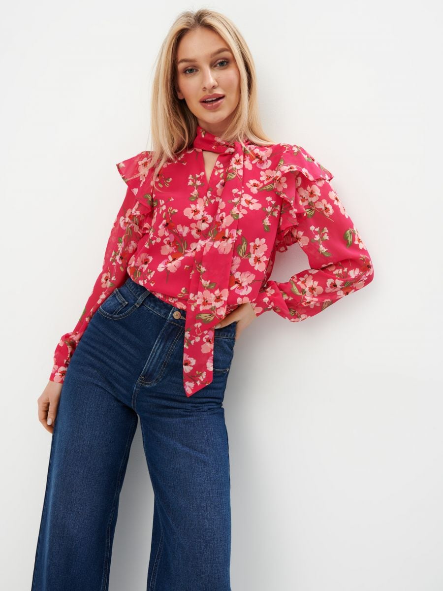 Bluză cu model floral - Roz - MOHITO