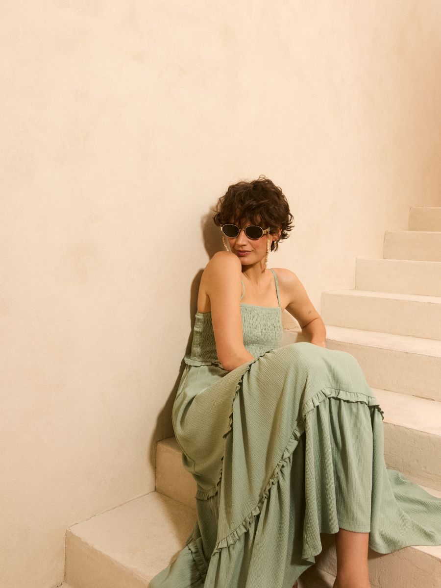 Sukienka midi na ramiączkach - zielony - MOHITO