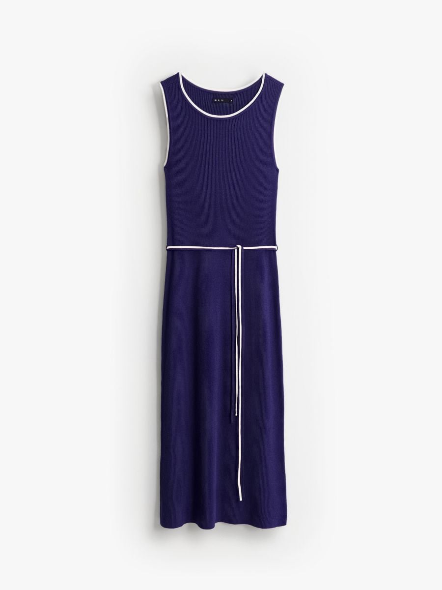 Rochie midi mulată - Bleu marin - MOHITO