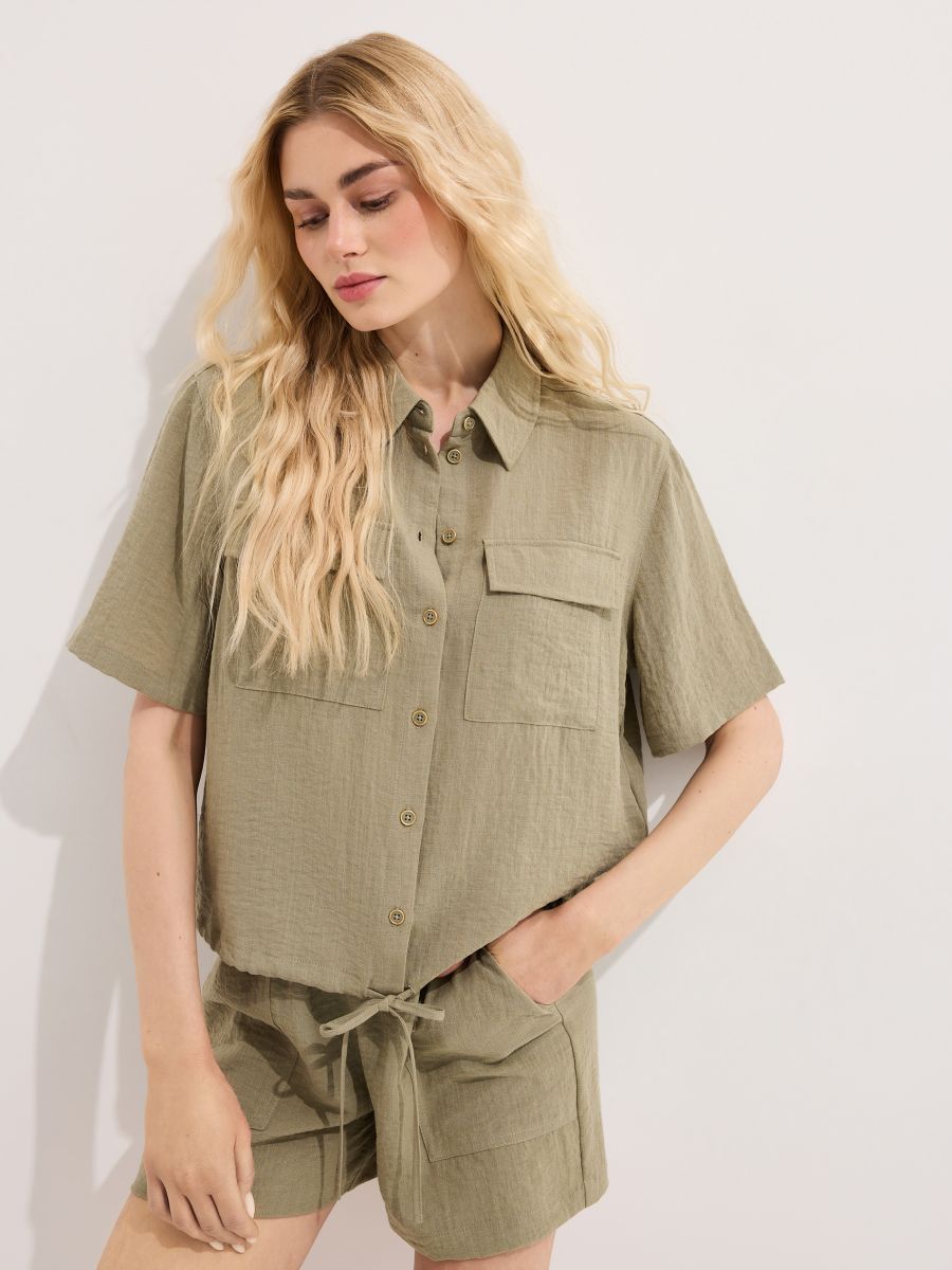 Koszula z krótkim rękawem - khaki - MOHITO