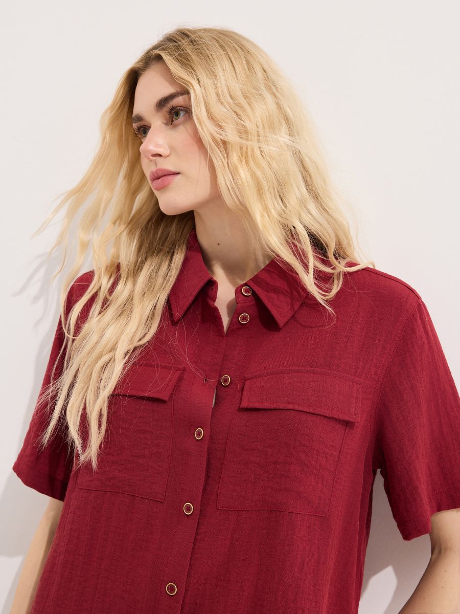 Koszula z krótkim rękawem - czerwony - MOHITO