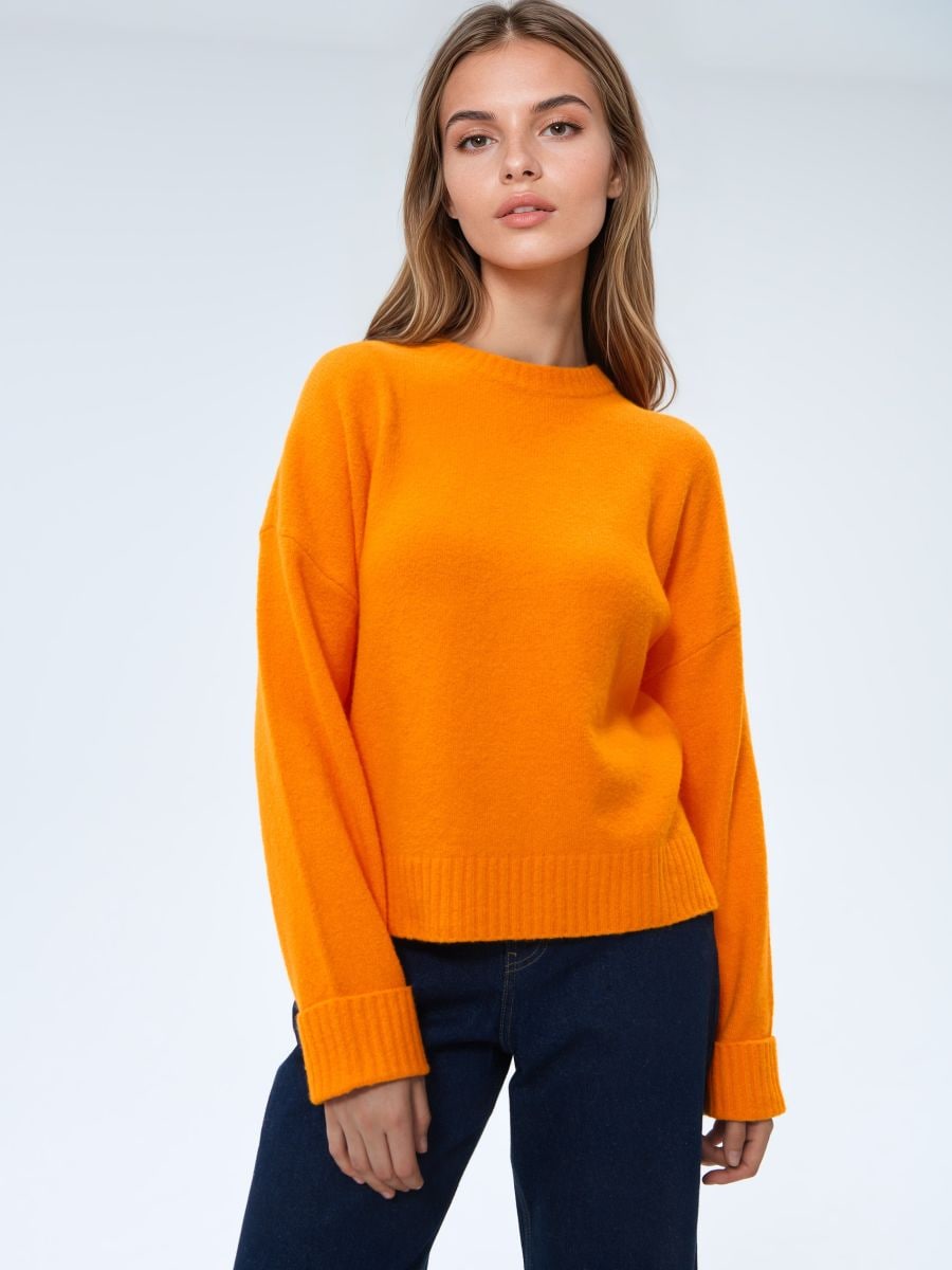 Pomarańczowy sweter basic - pomarańczowy - MOHITO