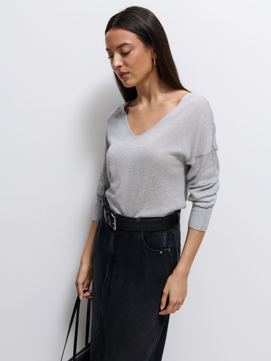 Szary sweter z bawełny i lyocellu - szary - MOHITO