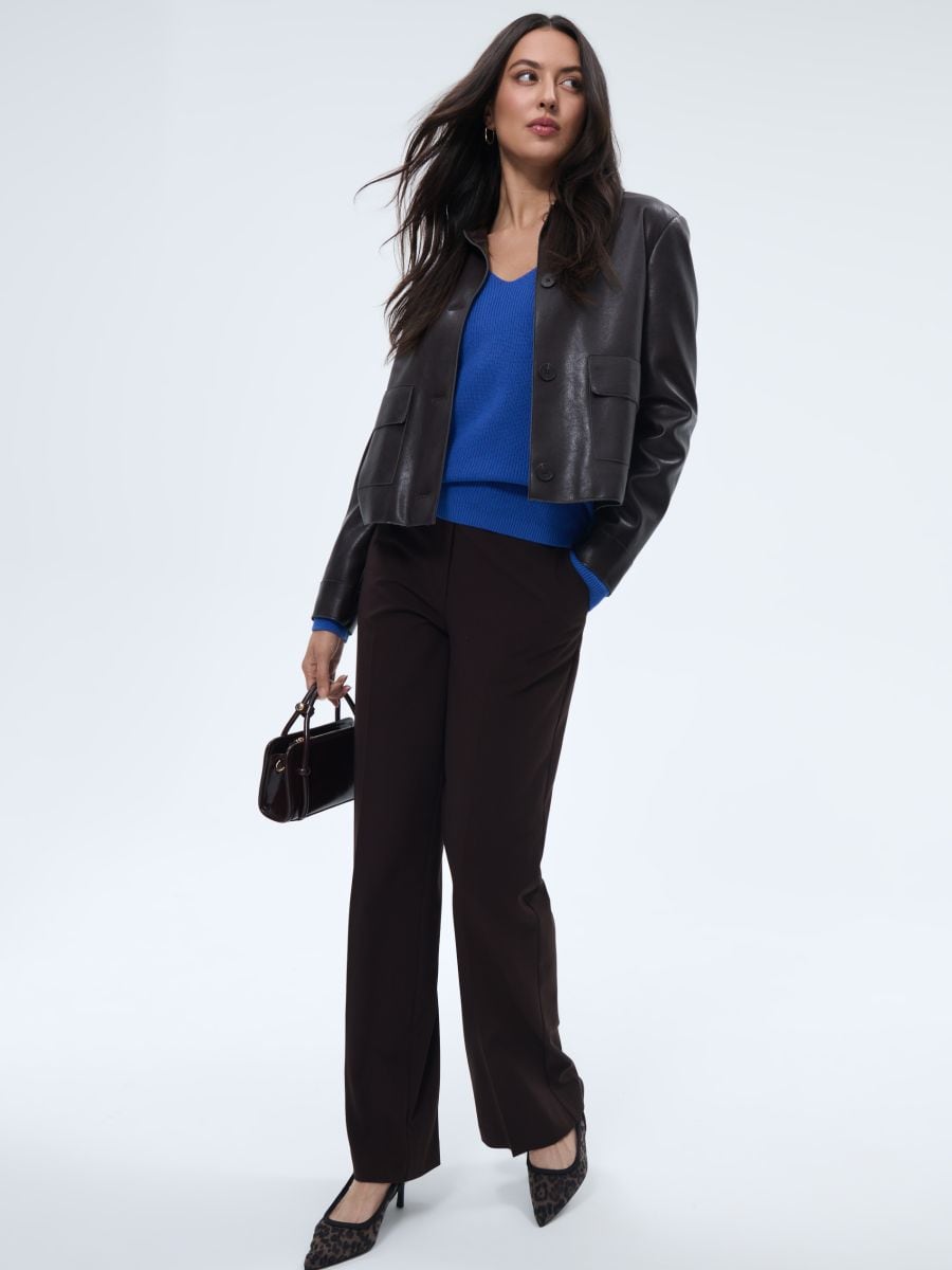 Bawełniany kobaltowy sweter - niebieski - MOHITO