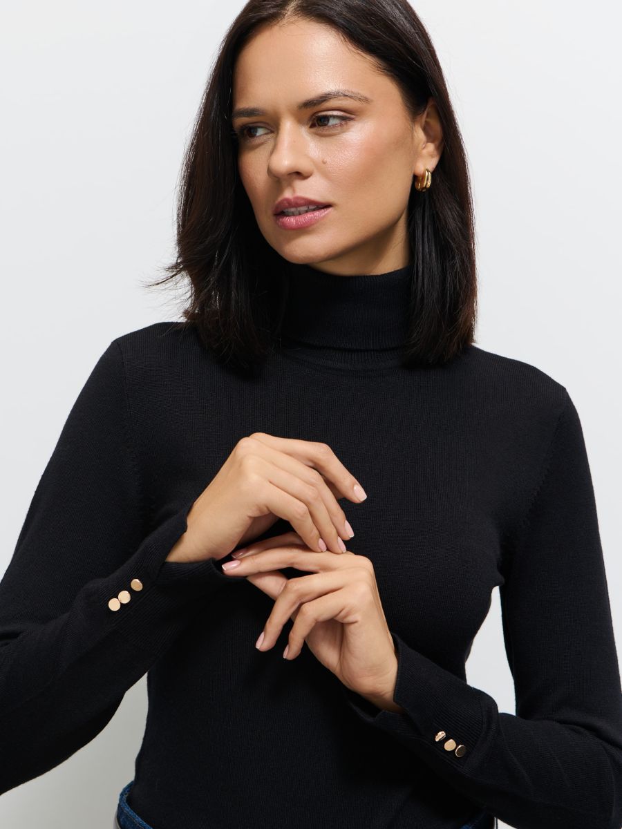 Sweter z golfem - czarny - MOHITO