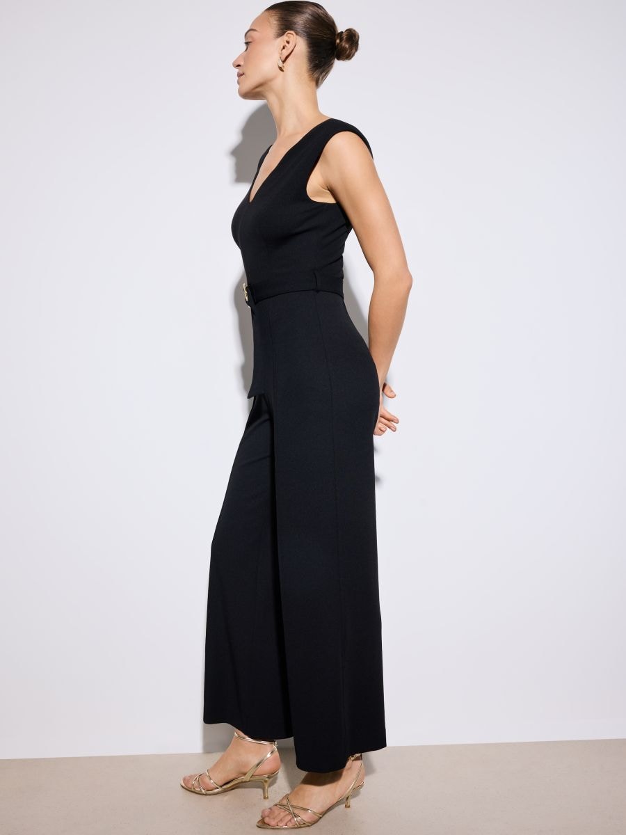 Kombinezon z szerokimi nogawkami - czarny - MOHITO