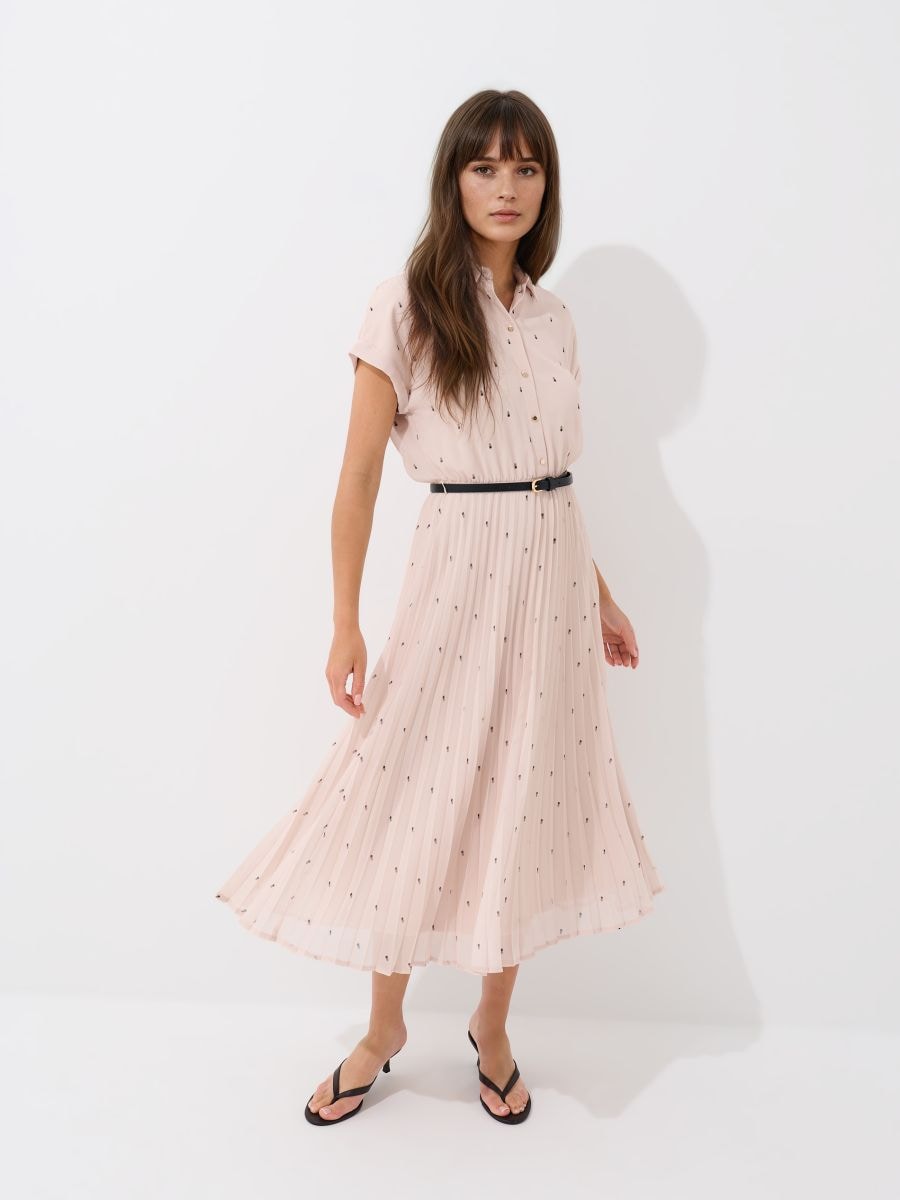 Rochie midi tip cămașă - Ivory - MOHITO