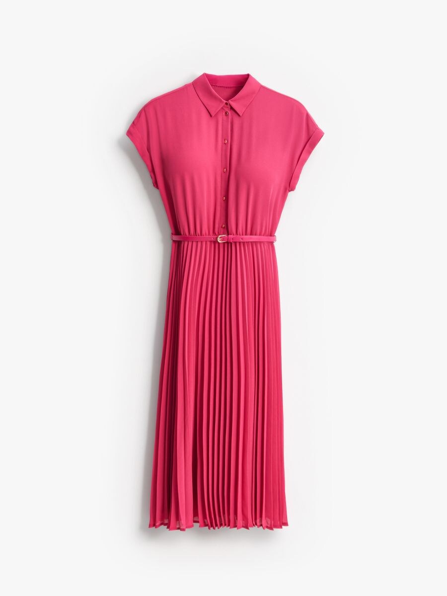 Rochie midi tip cămașă - Roz - MOHITO